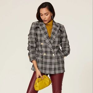NWOT Tanya Taylor Talia Check Double Breasted Blazer 0